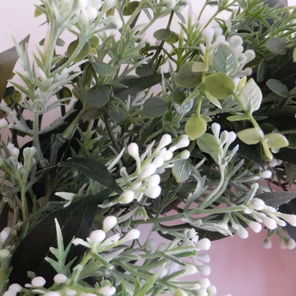 Neutral Greenery Wreath‎ with Spring Summer Dusty Miller Housewarming Gift
